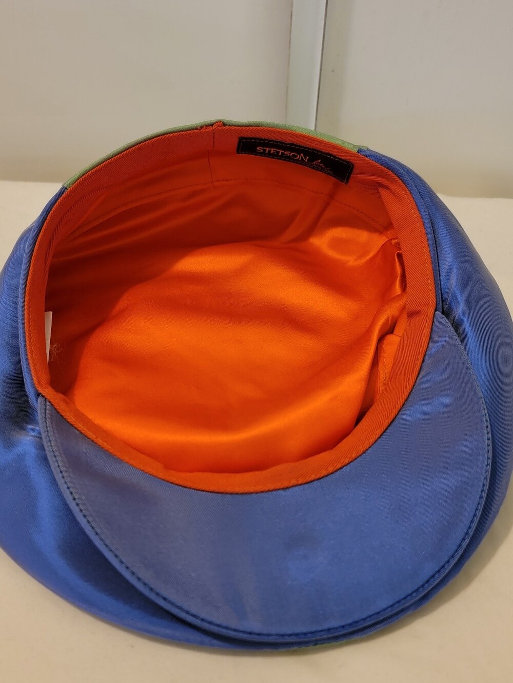 Stetson Orange flat cap Lined with Blue Trim - Picture 4 of 6